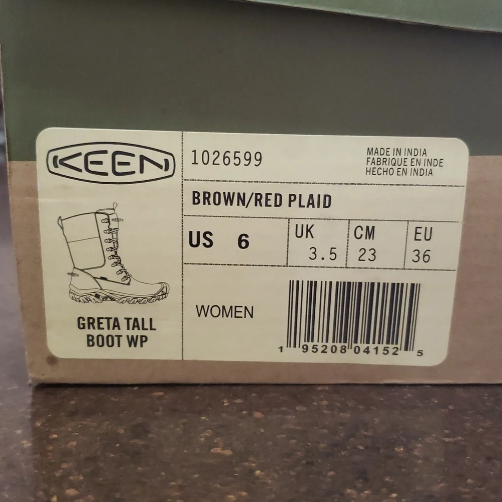 KEEN Woman's Boots KEEN Greta Plaid Tall Boot Waterproof. Size 6. - Picture 12 of 14